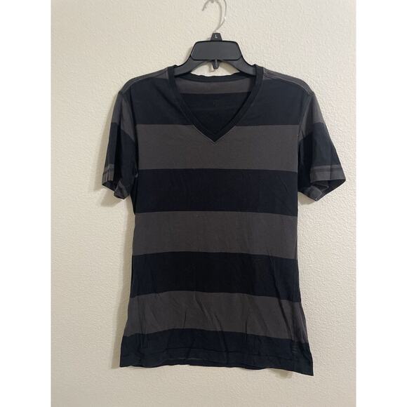 Lululemon, Grey/Black Striped V Neck Tee, Womens Size M/L - Picture 1 of 3